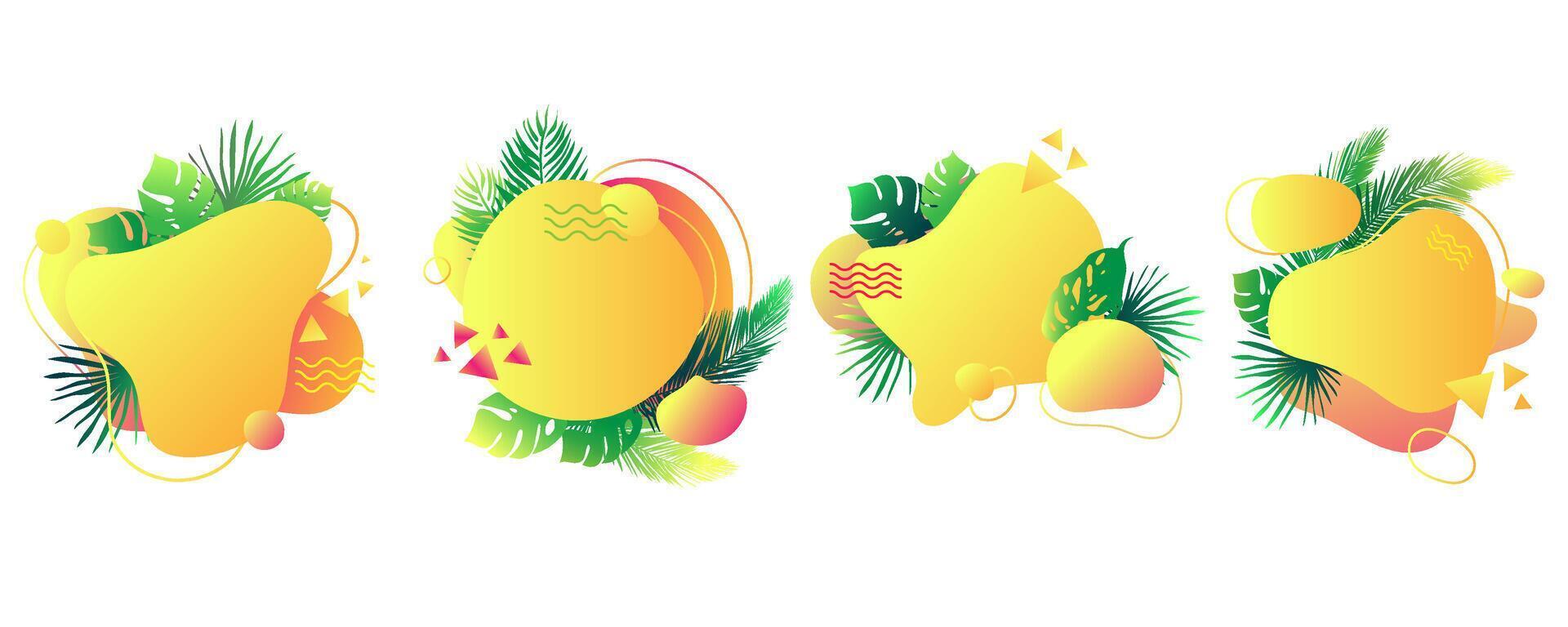 Summer labels, banner templates for seasonal sales, special offers, discounts, price tags collection. Summer badge frames elements for holiday, travel, beach party templates. illustration vector