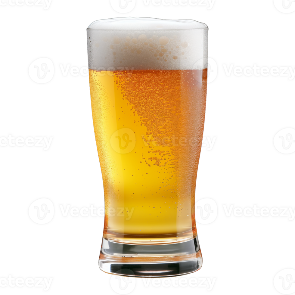 Tall Glass of Refreshing Beer with Foam on Transparent Background png