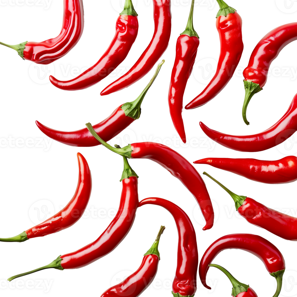 Fresh Red Chili Peppers On Transparent Background png