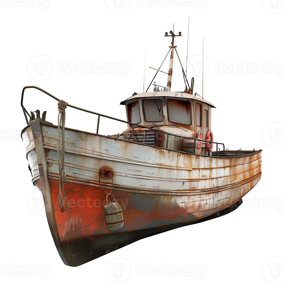 Rustic Fishing Boat Isolated on Transparent Background - 3D Rendering png