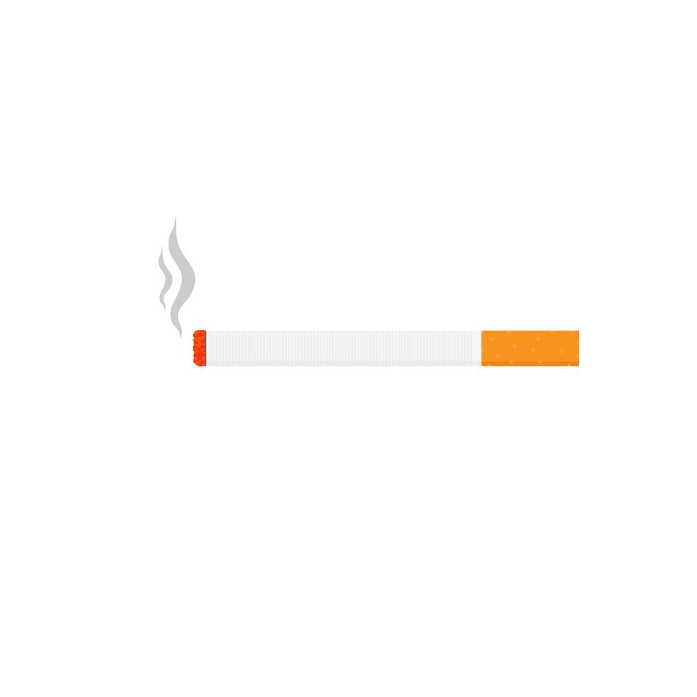 burning cigarette icon in flat style. Smoke illustration on white isolated background. Nicotine business concept. smoking icon illustration. vector