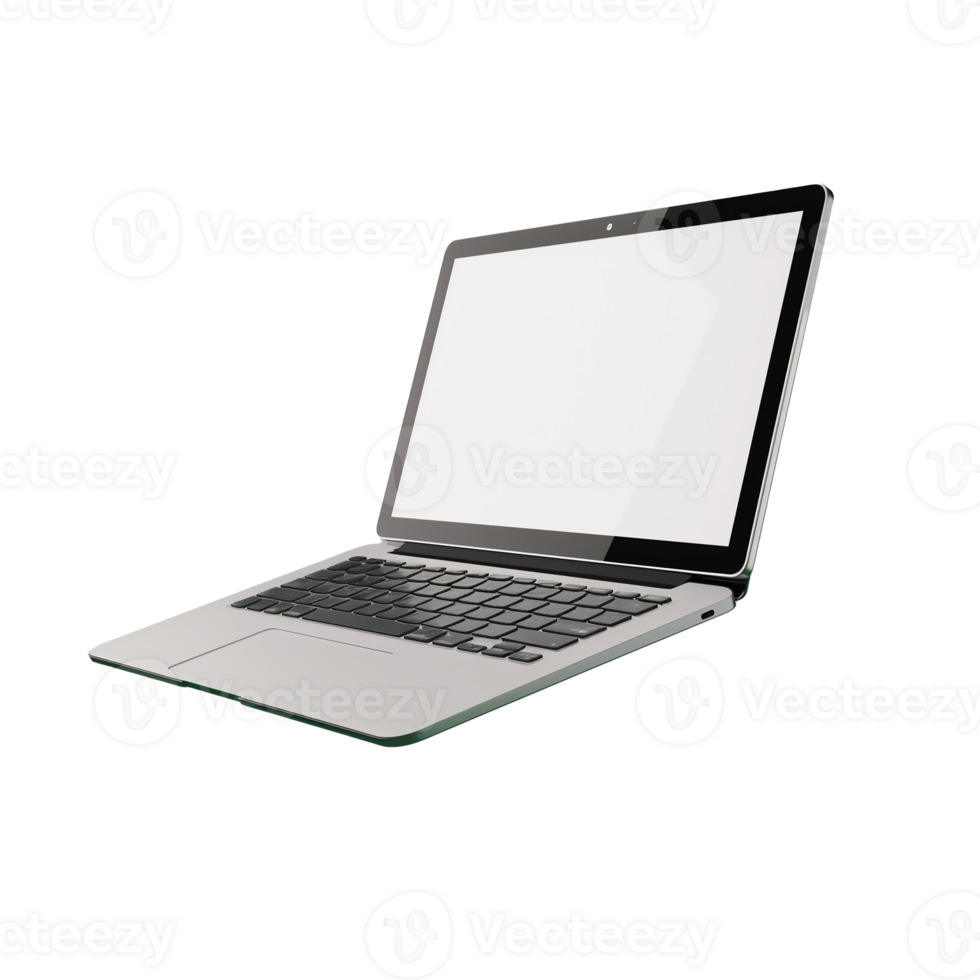 Floating Laptop Mockup With Blank Screen in Minimal Style png