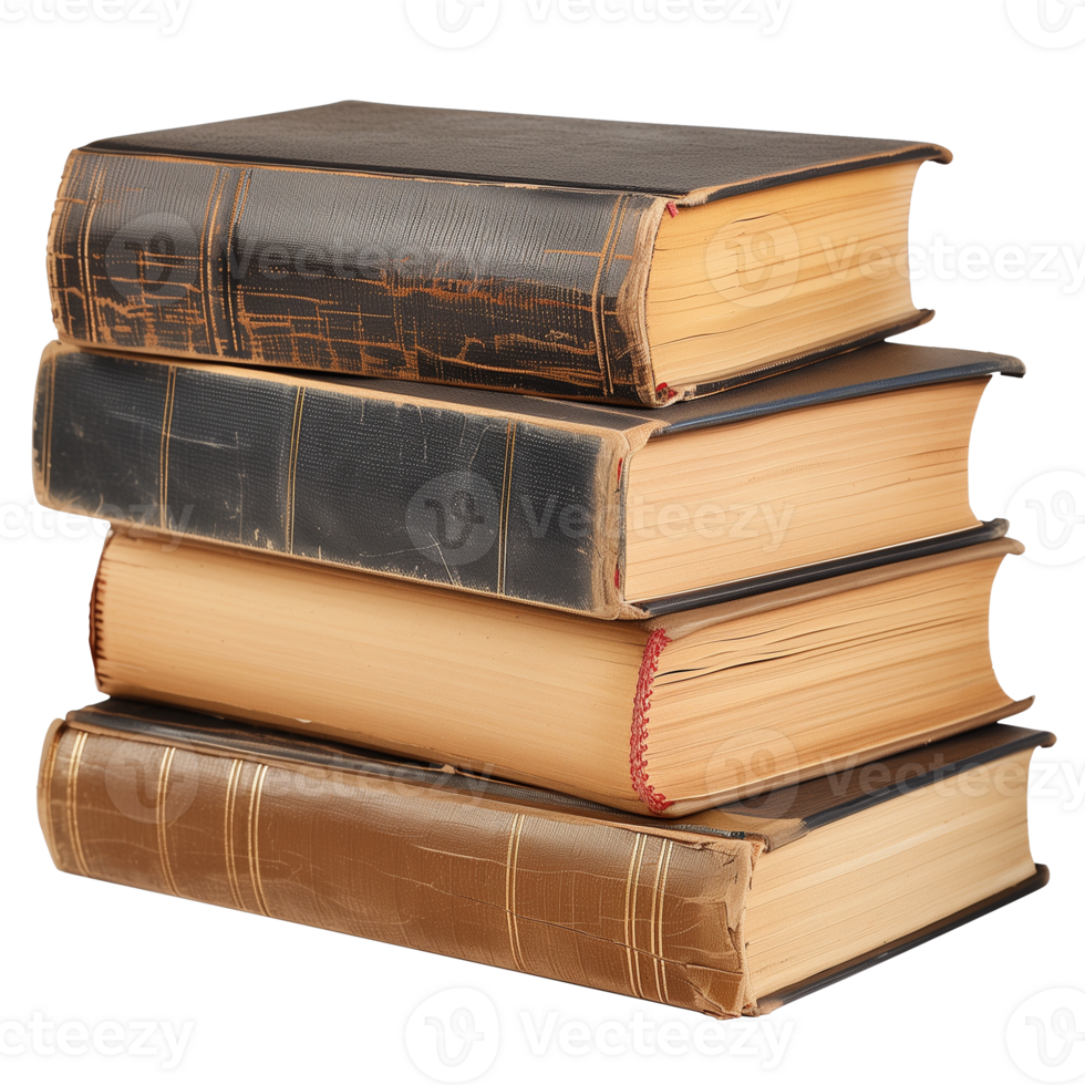 Stack Of Antique Books Isolated On Transparent Background png