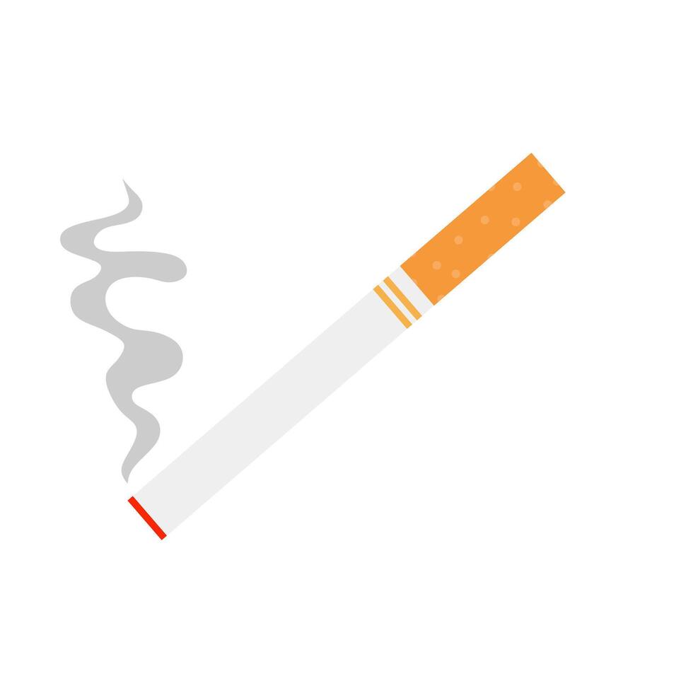 burning cigarette icon in flat style. Smoke illustration on white isolated background. Nicotine business concept. smoking icon illustration. vector