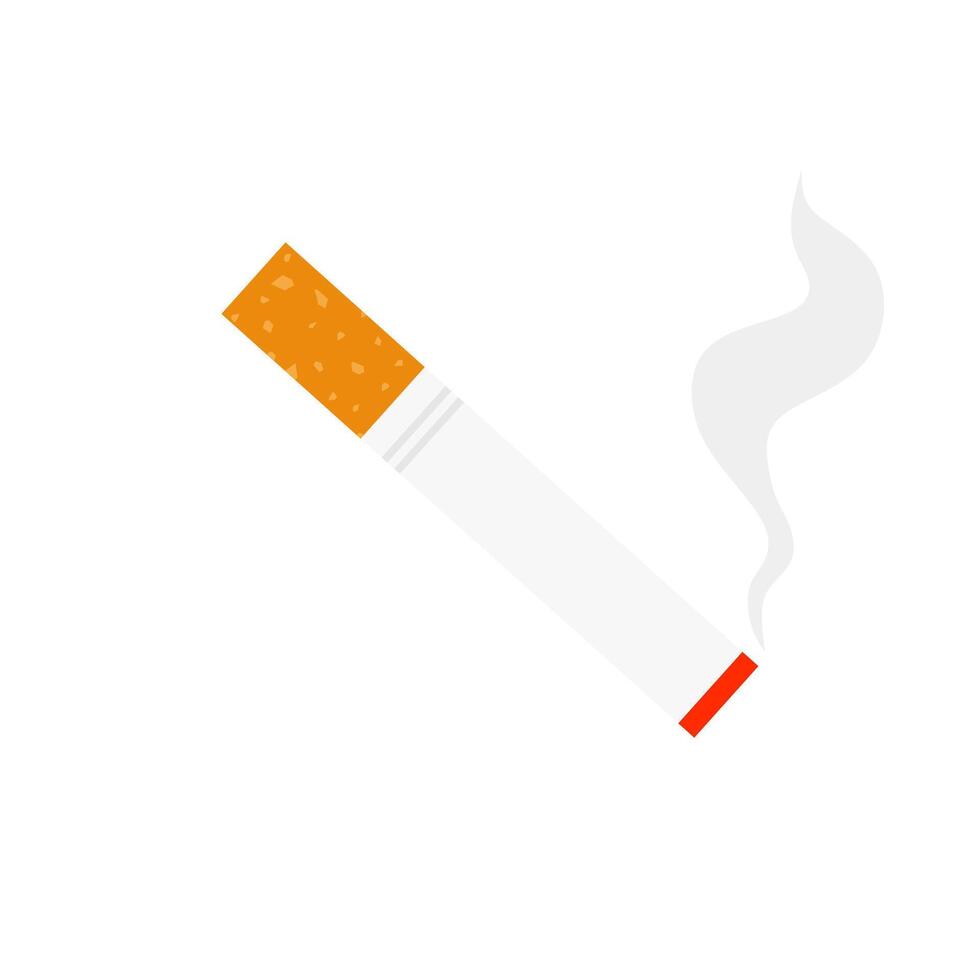 burning cigarette icon in flat style. Smoke illustration on white isolated background. Nicotine business concept. smoking icon illustration. vector