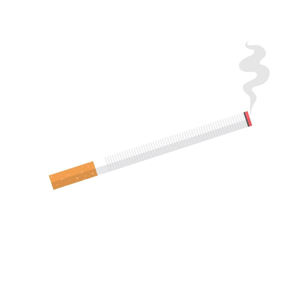 burning cigarette icon in flat style. Smoke illustration on white isolated background. Nicotine business concept. smoking icon illustration. vector