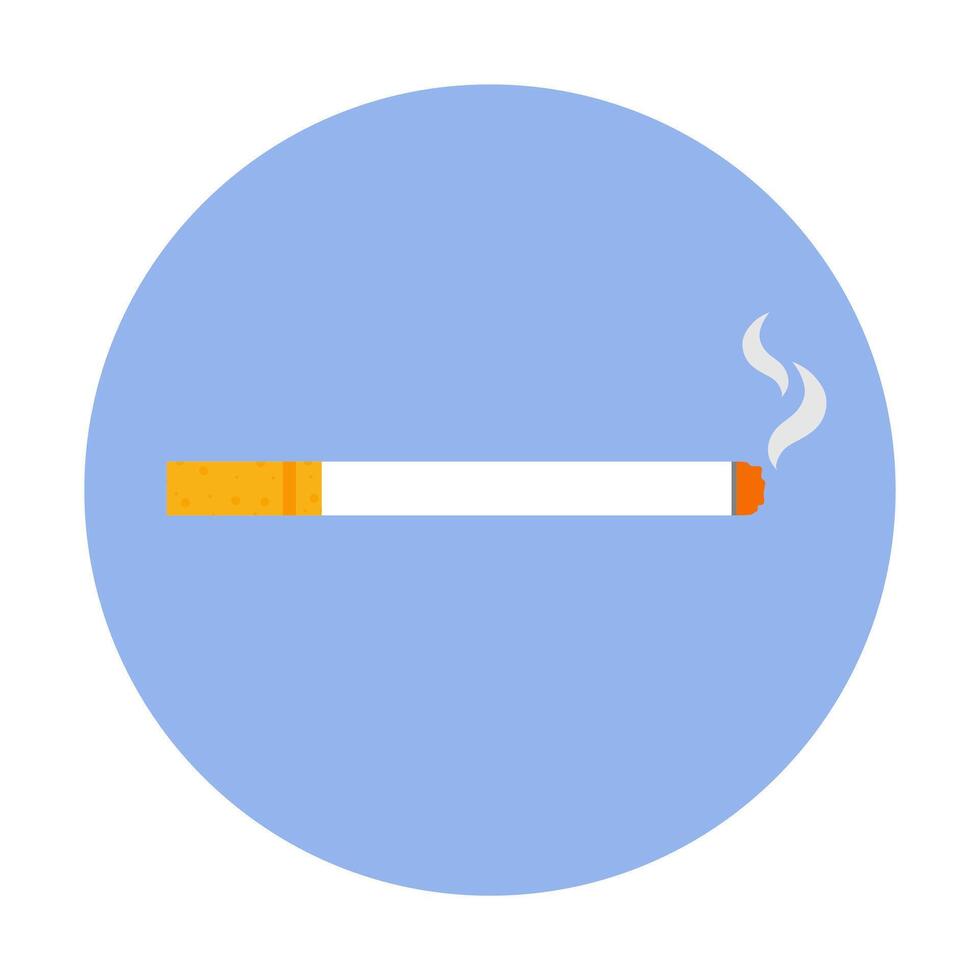 burning cigarette icon in flat style. Smoke illustration on white isolated background. Nicotine business concept. smoking icon illustration. vector