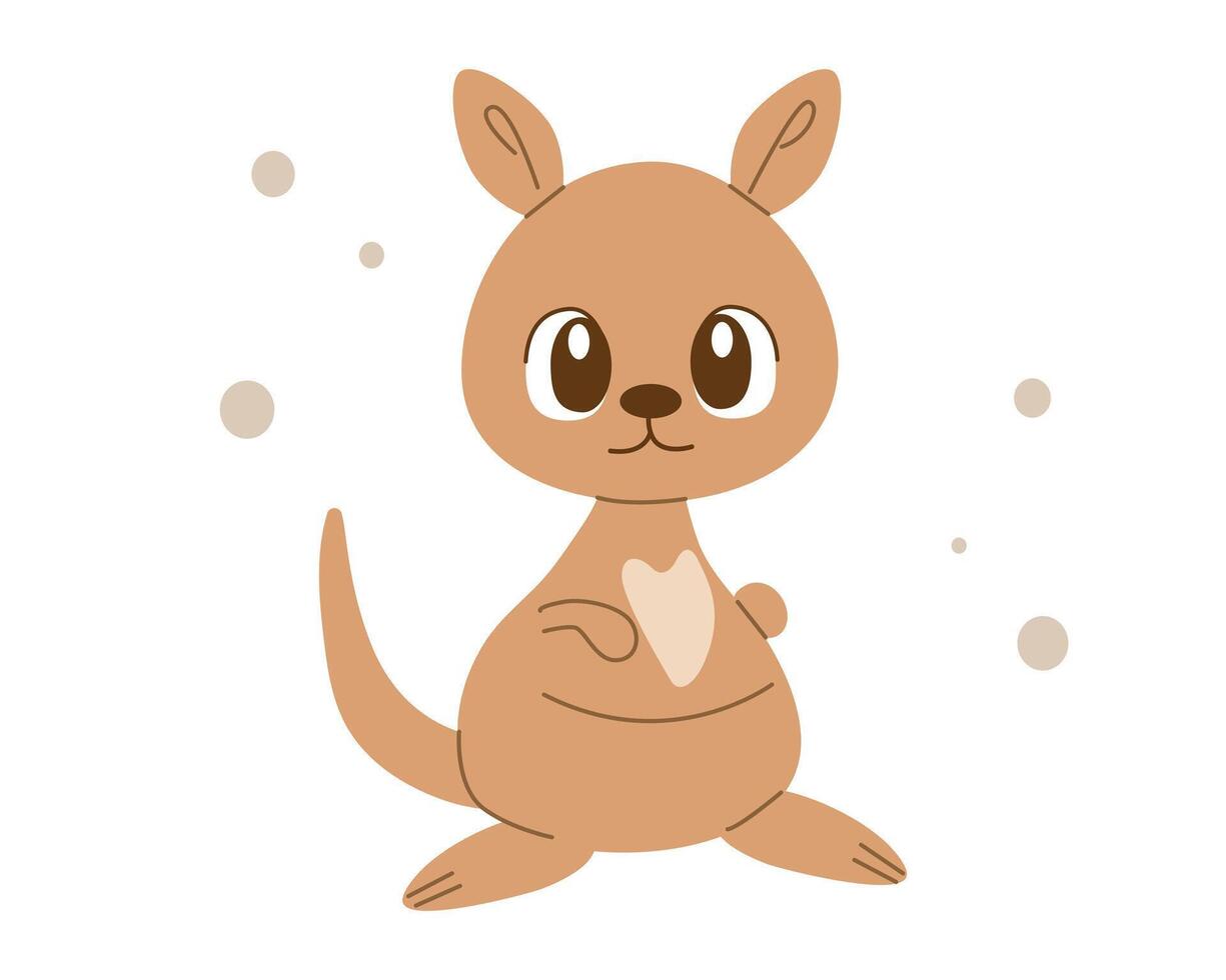 Mother Kangaroo Happy Mam Wallaby Character. Cartoon Australian Animals flat cartoon illustration for your design vector