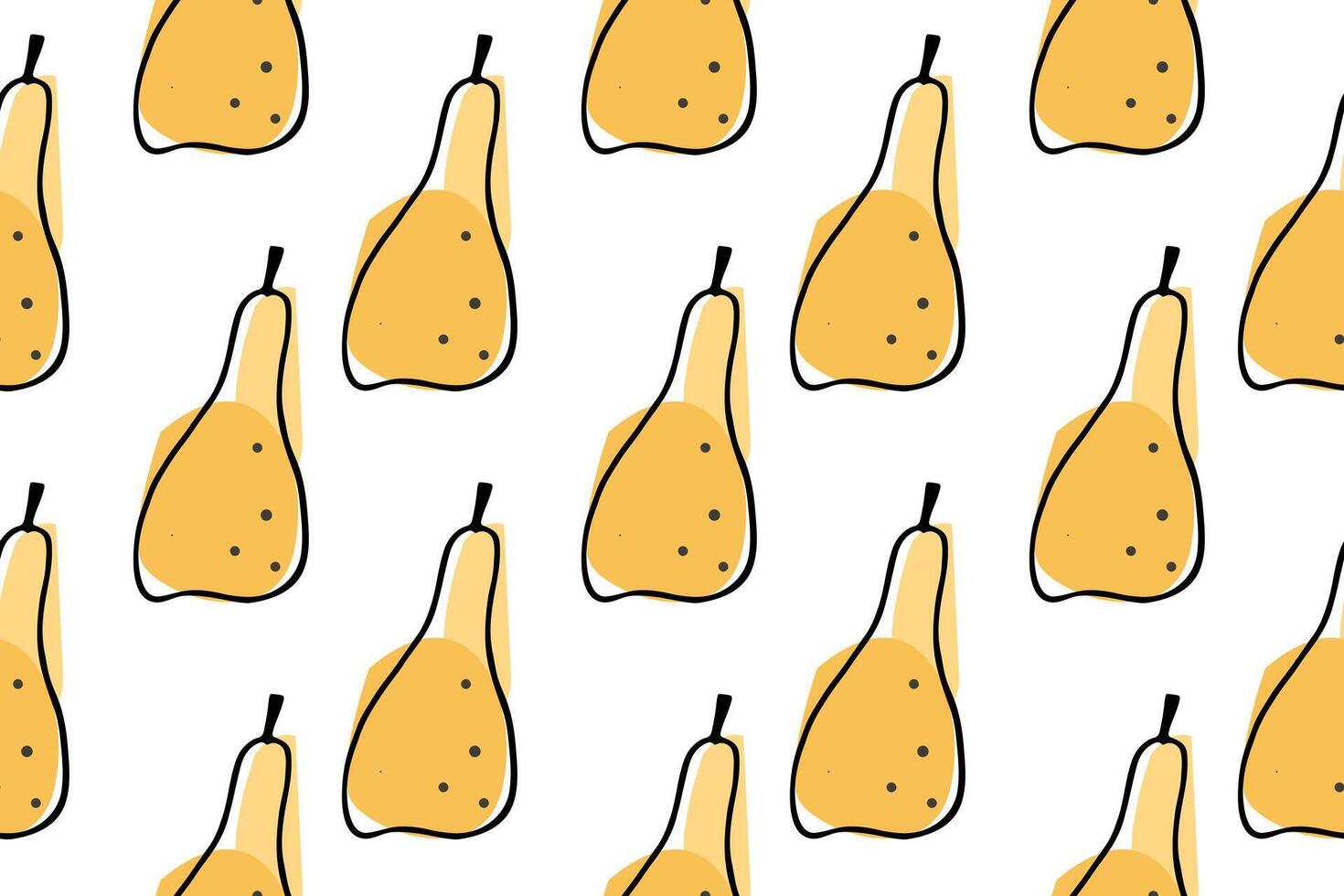 Tropical summer fruit seamless pattern. Yellow pear in hand drawn style. vintage fabric design. vector