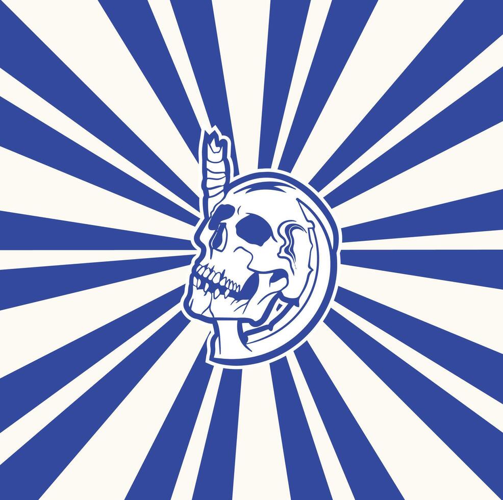 skull head drawing isolated design vector
