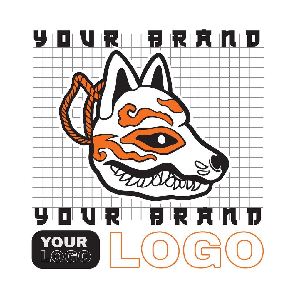 japanese fox mask , japanese mask vector