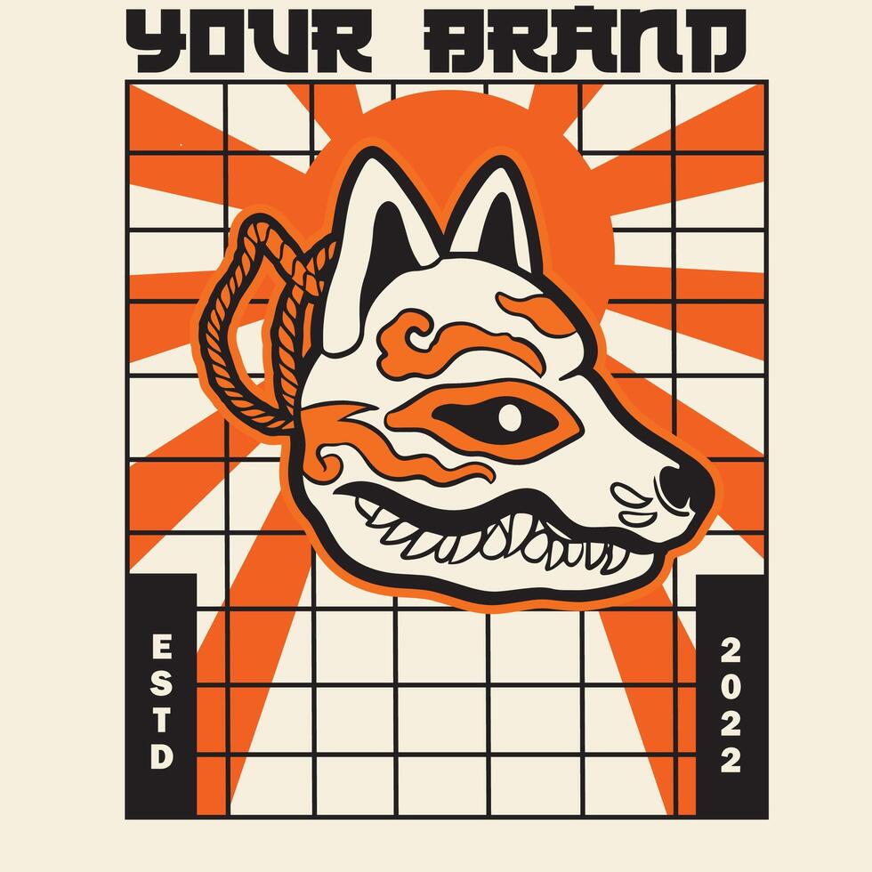 japanese fox mask , japanese mask vector