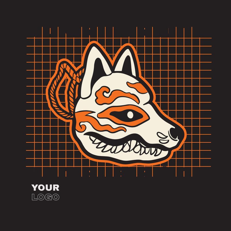 japanese fox mask , japanese mask vector