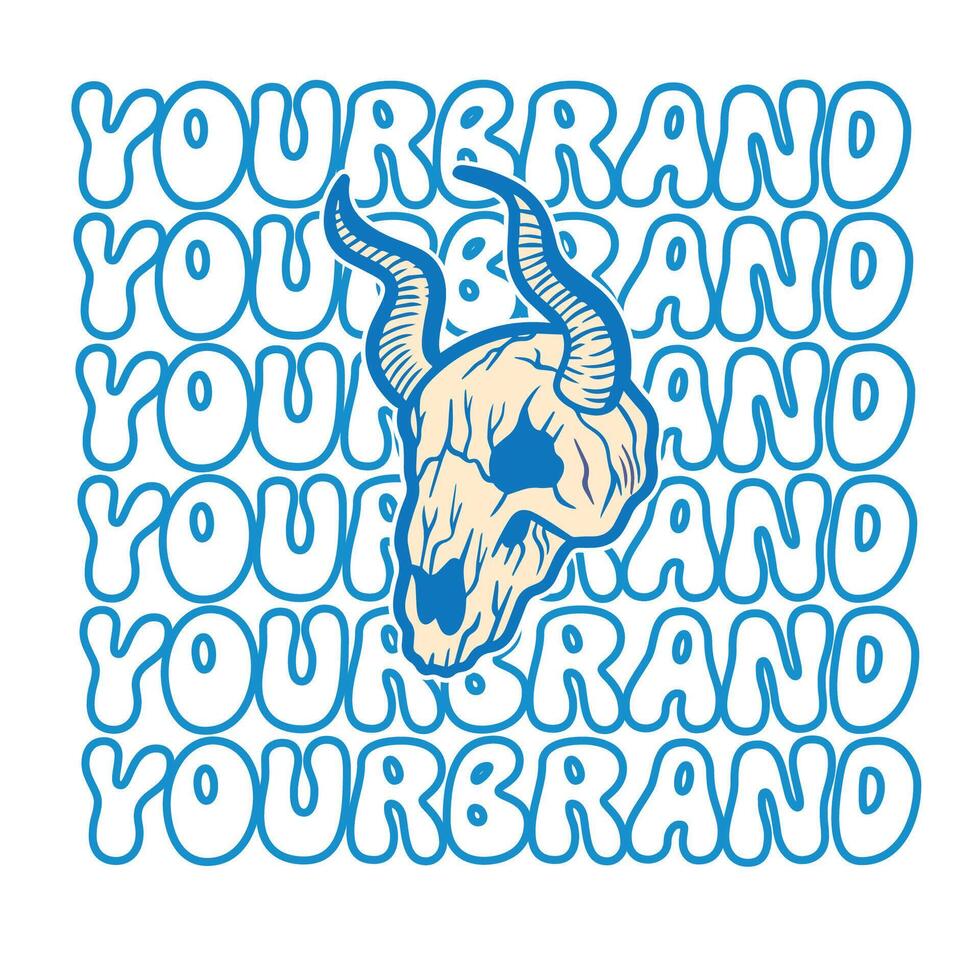 Handdrawn longhorn skull head vintage design vector