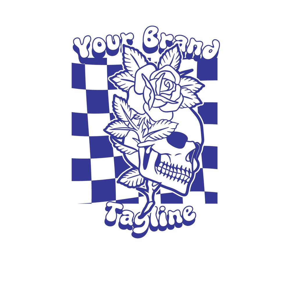 illustration of a skull head with roses vector