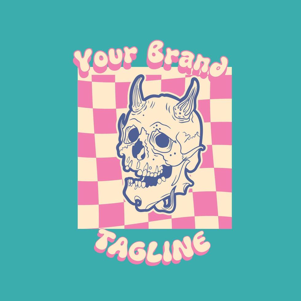 skull head drawing isolated design vector