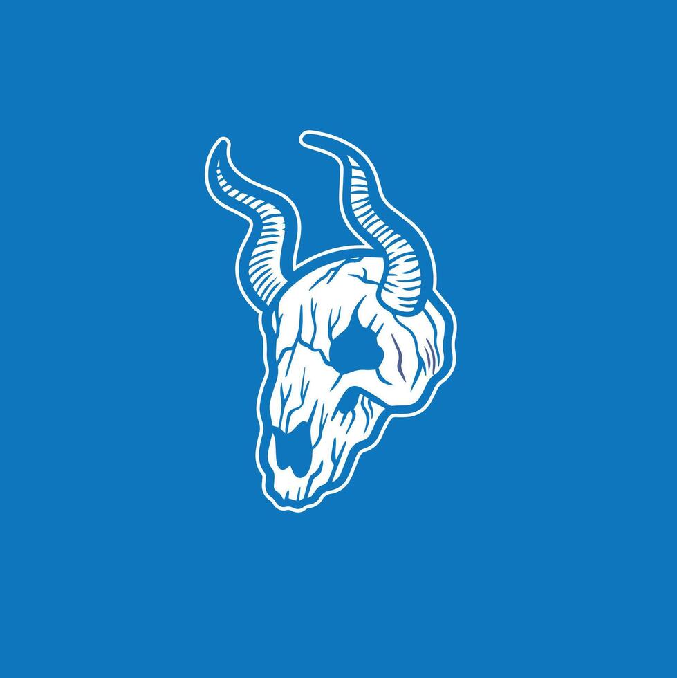 Handdrawn longhorn skull head vintage design vector