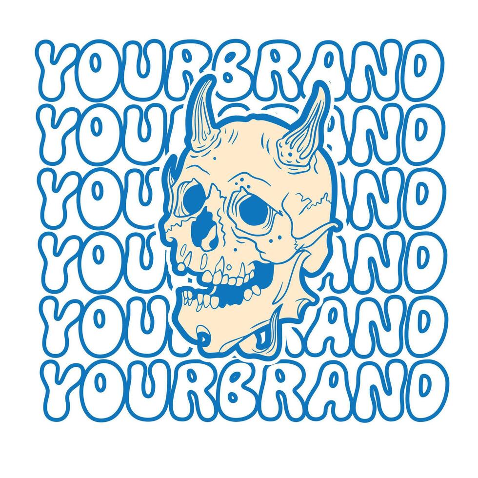 skull head drawing isolated design vector