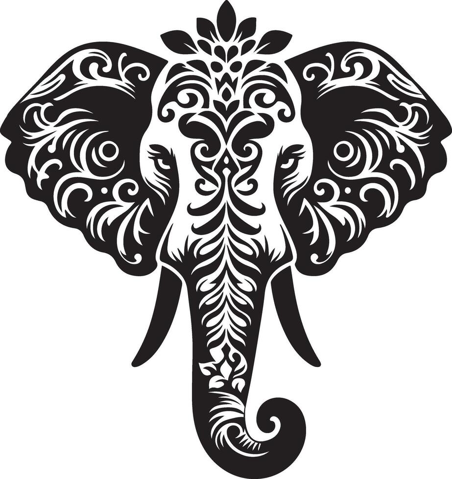 an elephant head with ornate patterns vector