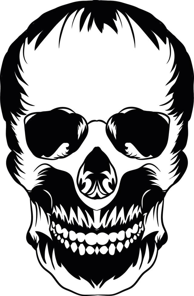 a black and white skull with a large mouth vector