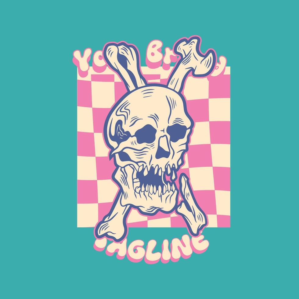 skull head drawing isolated design vector