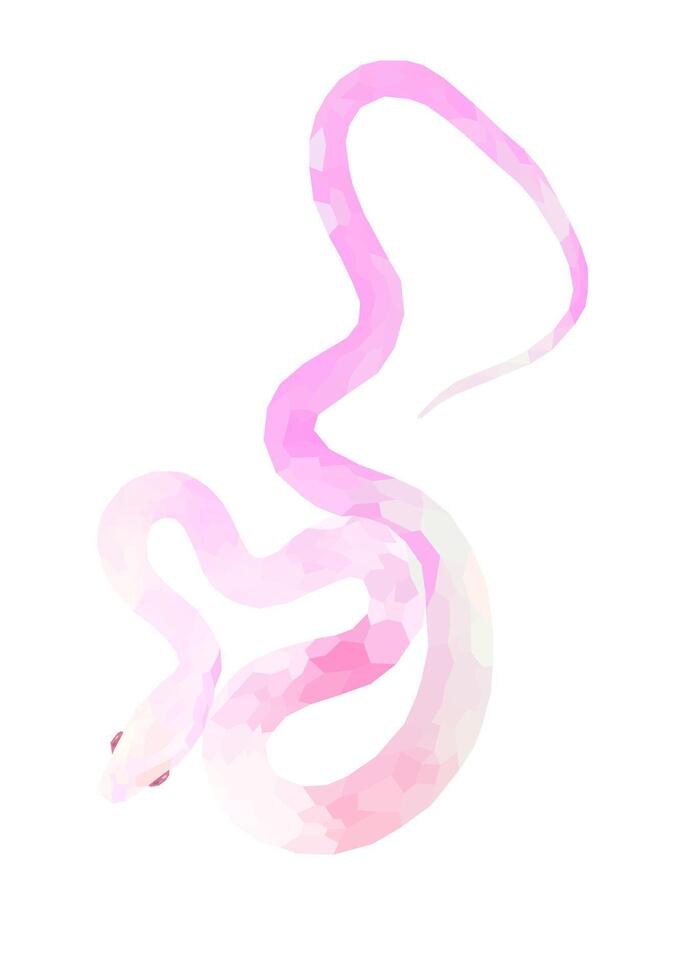 Cute pink snake isolated on white background. polygonal style snake. Chinese horoscope zodiac sign, year of the snake 2025. Friendly geometric reptile. Design for logo, print or web. illustration vector