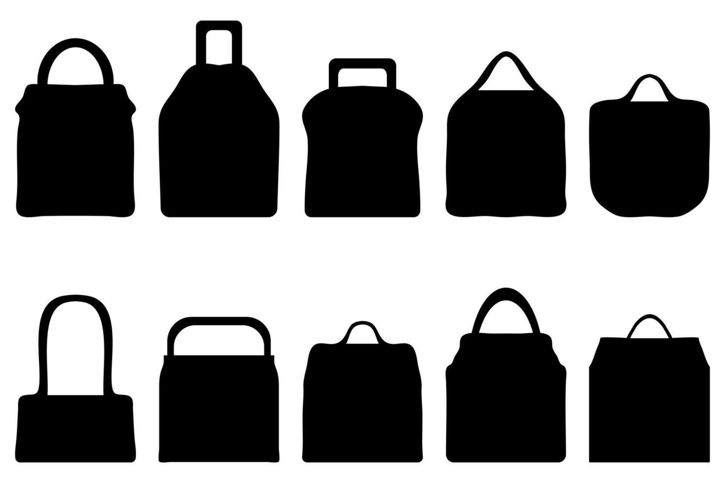 Shopping bag silhouette icon set vector