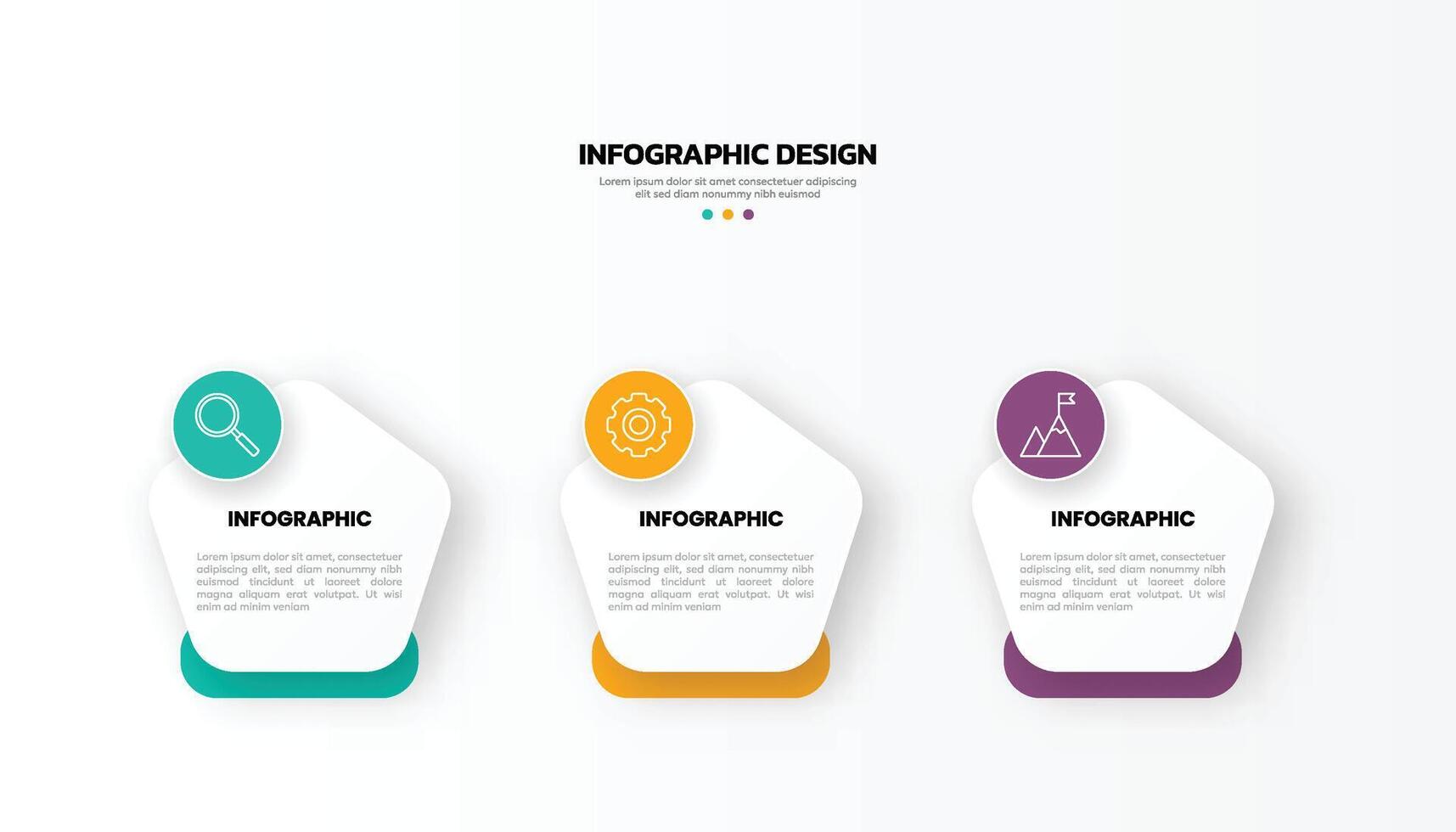 Modern business infographic template with 3 options or steps icons. vector