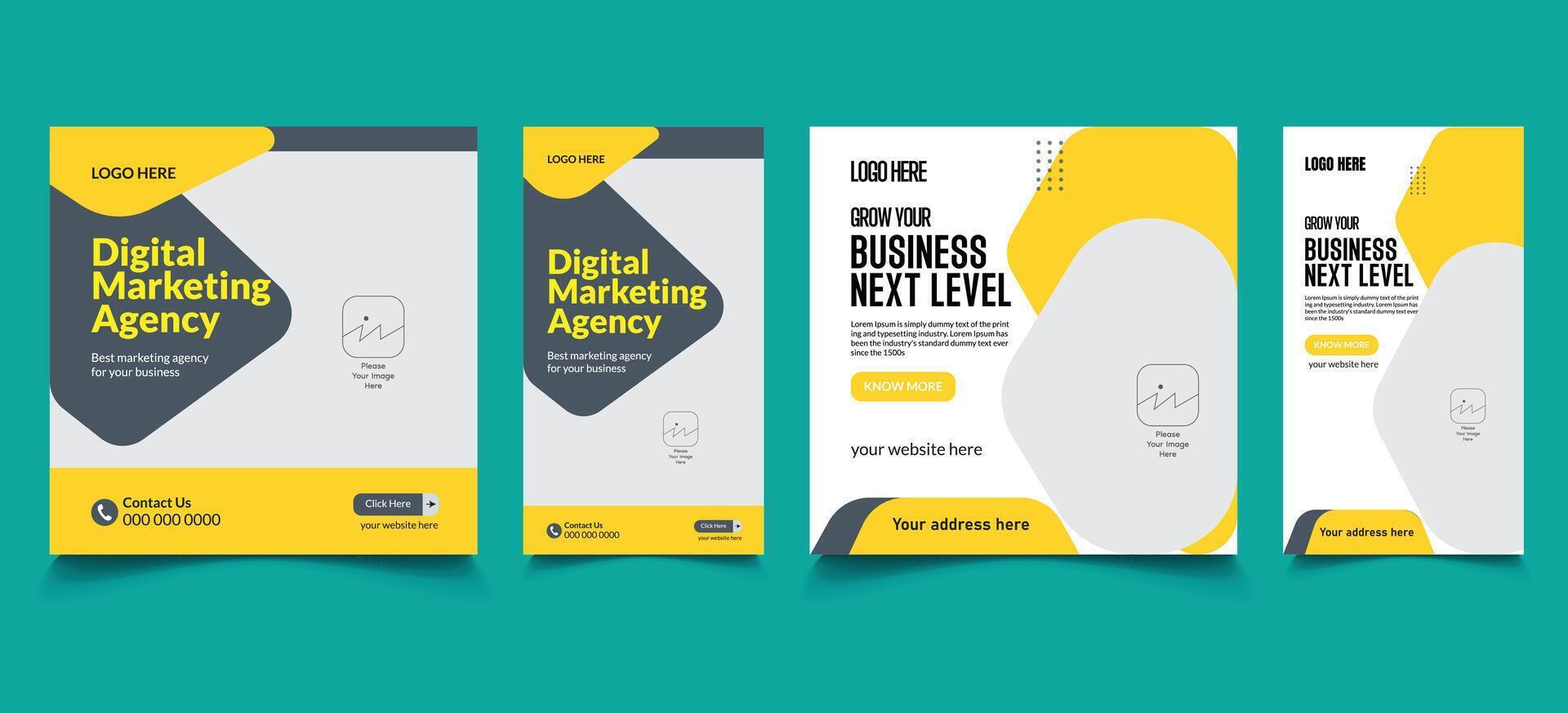Digital business marketing agency instagram post template vector