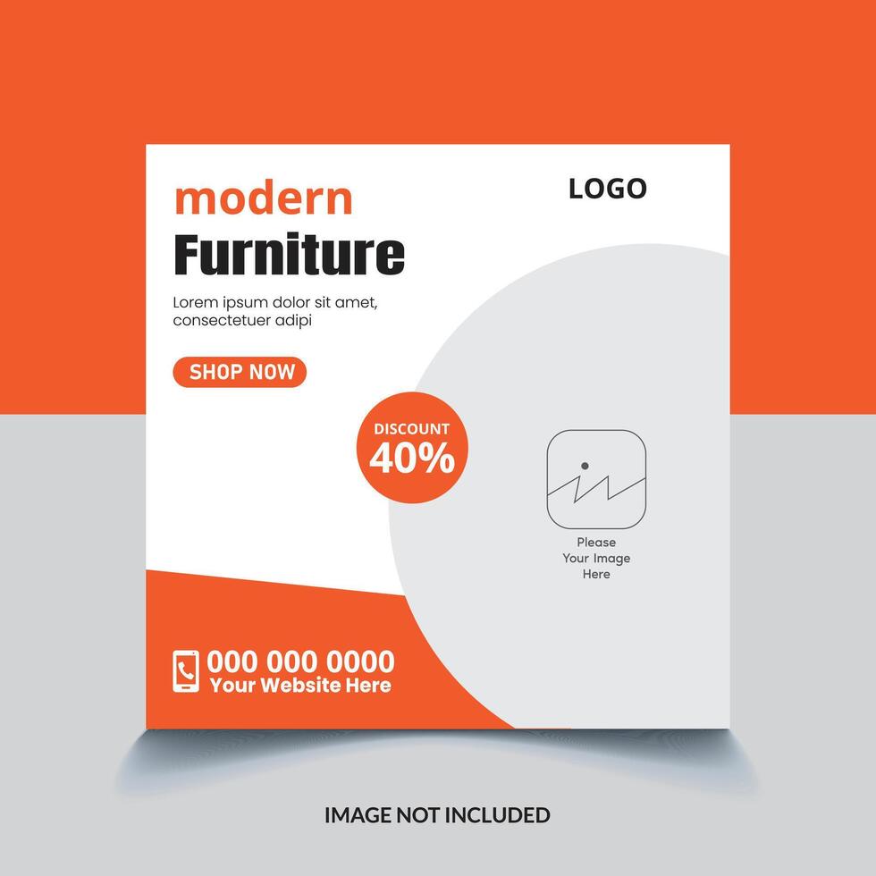 Modern furniture sales social media post design or facebook square banner.. vector