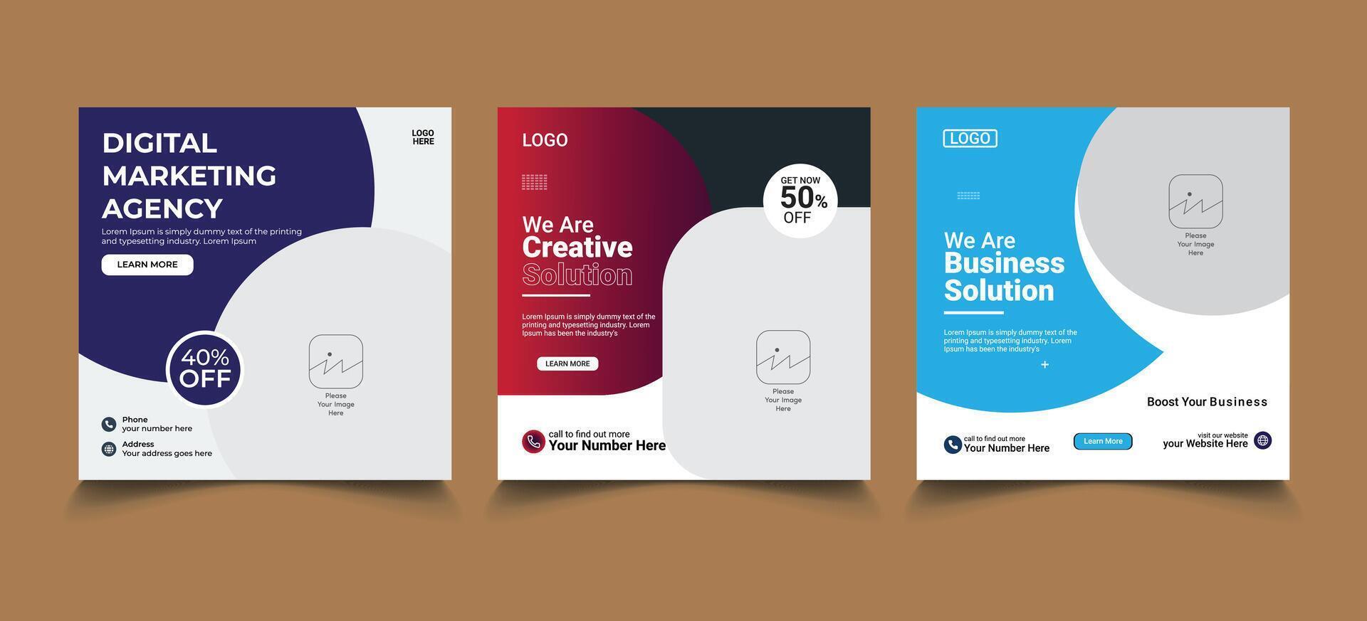 3 set Corporate business book cover design template vector