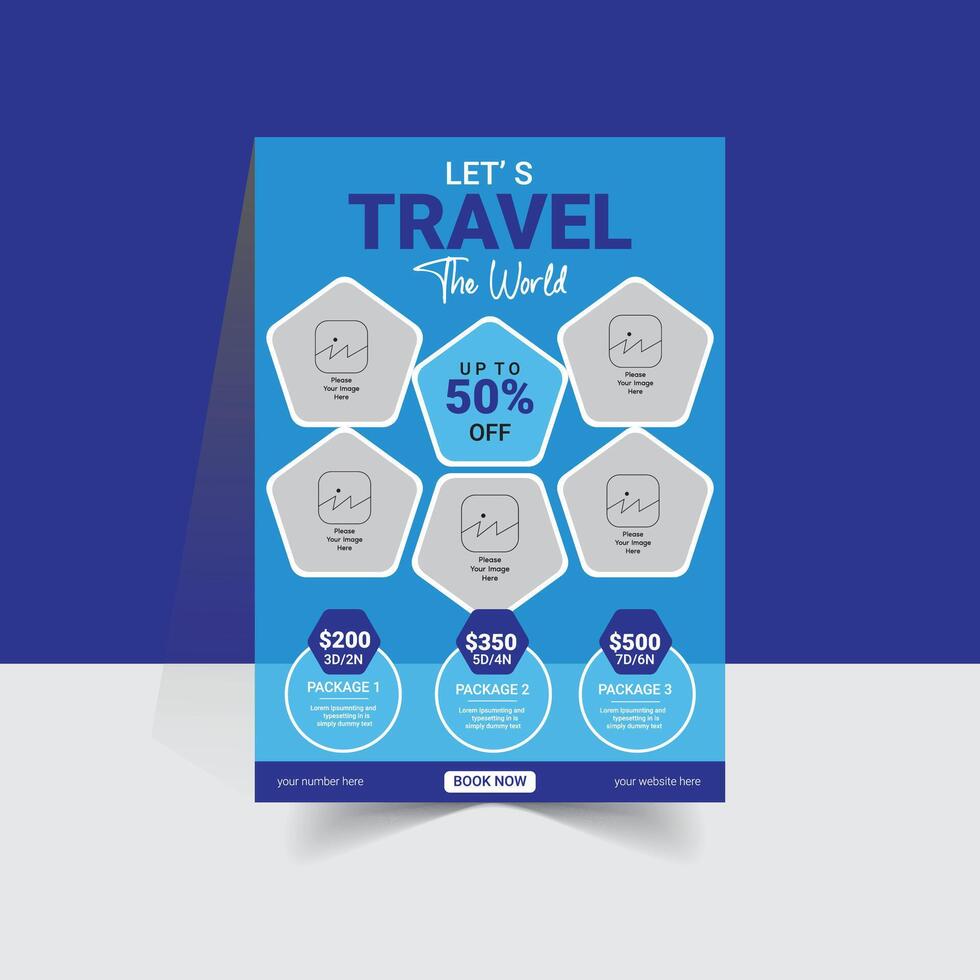 Travel tourism business flyer and Tourism poster template vector