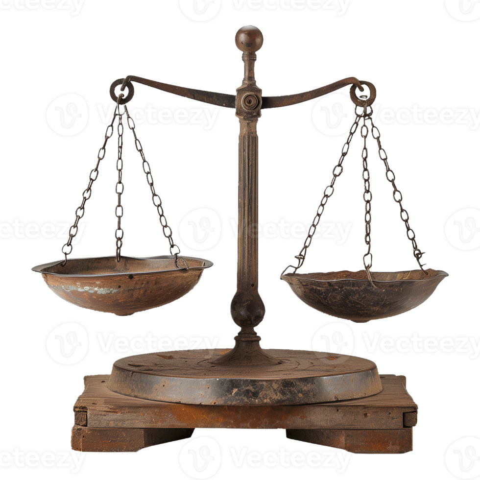 Antique Balance Scale On Transparent Background with Patina Finish png