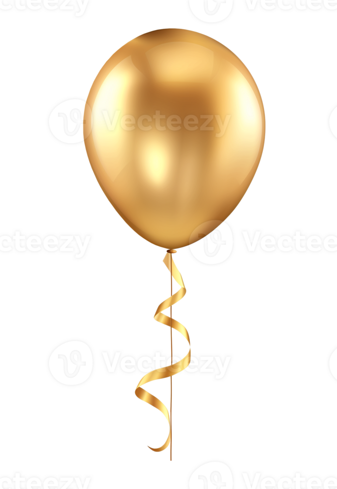 Gold Balloon With Ribbon On Transparent Background png