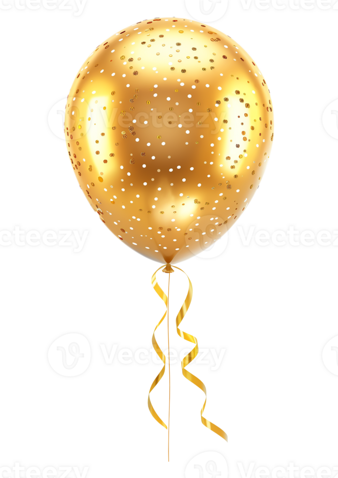 Golden Balloon With Ribbons On Transparent Background png