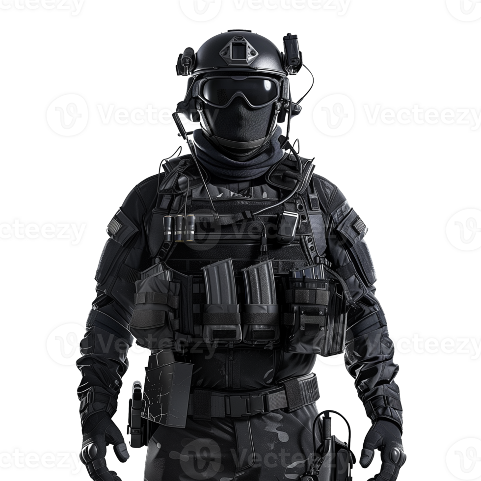 Elite Soldier in Tactical Gear on a Transparent Background png