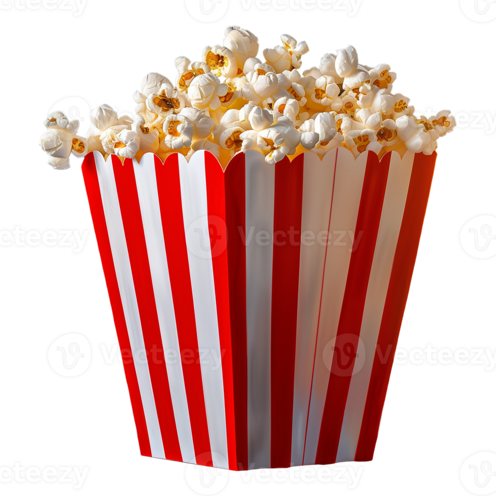 Classic Red And White Popcorn Box Filled With Popcorn png