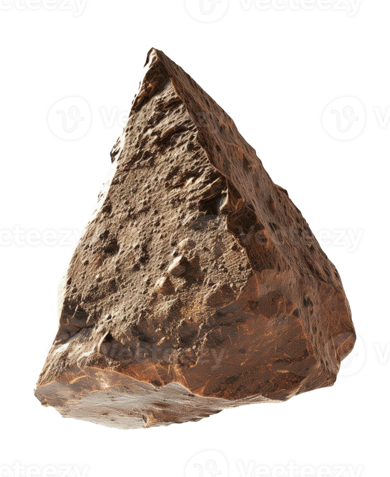 Floating Triangular Rock in a Low Angle Shot on Transparent Background png