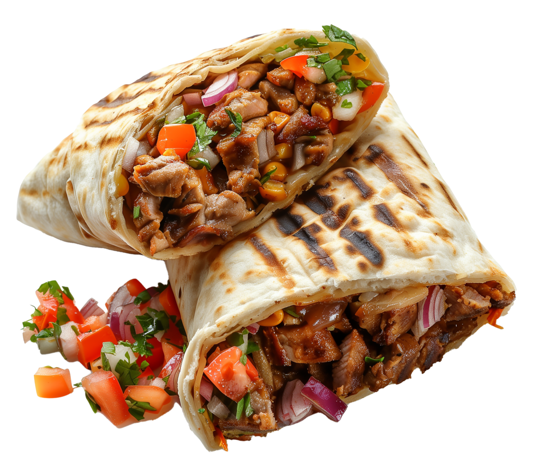 Delicious Shawarma Wraps Isolated on Transparent Background png