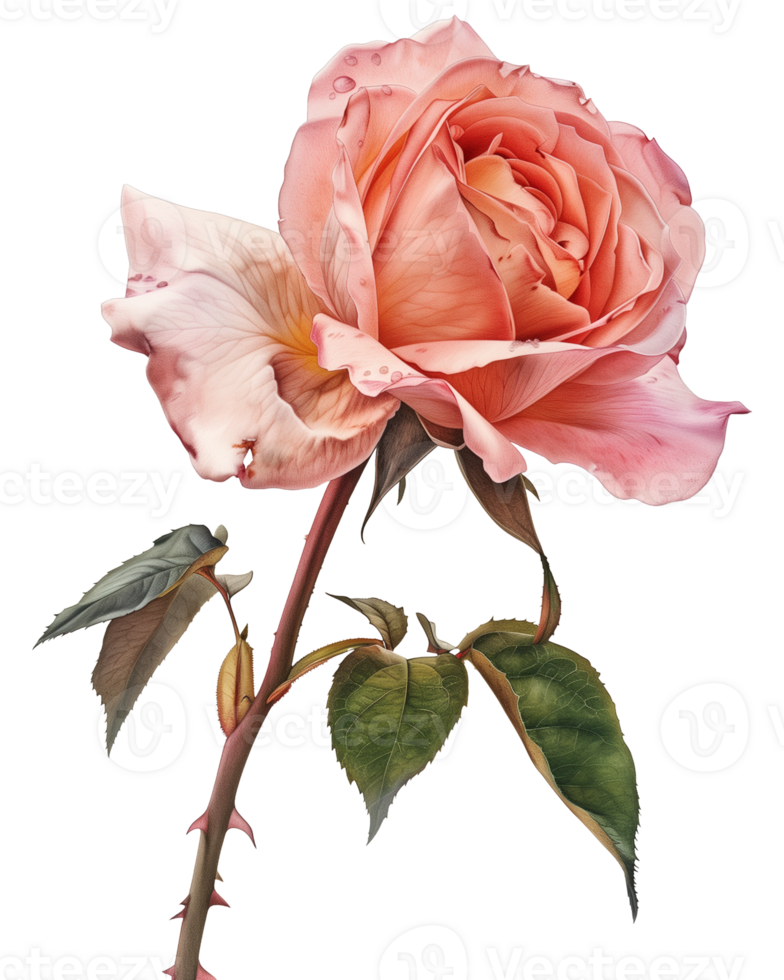 Close-Up of a Pink Rose on a Transparent Background png