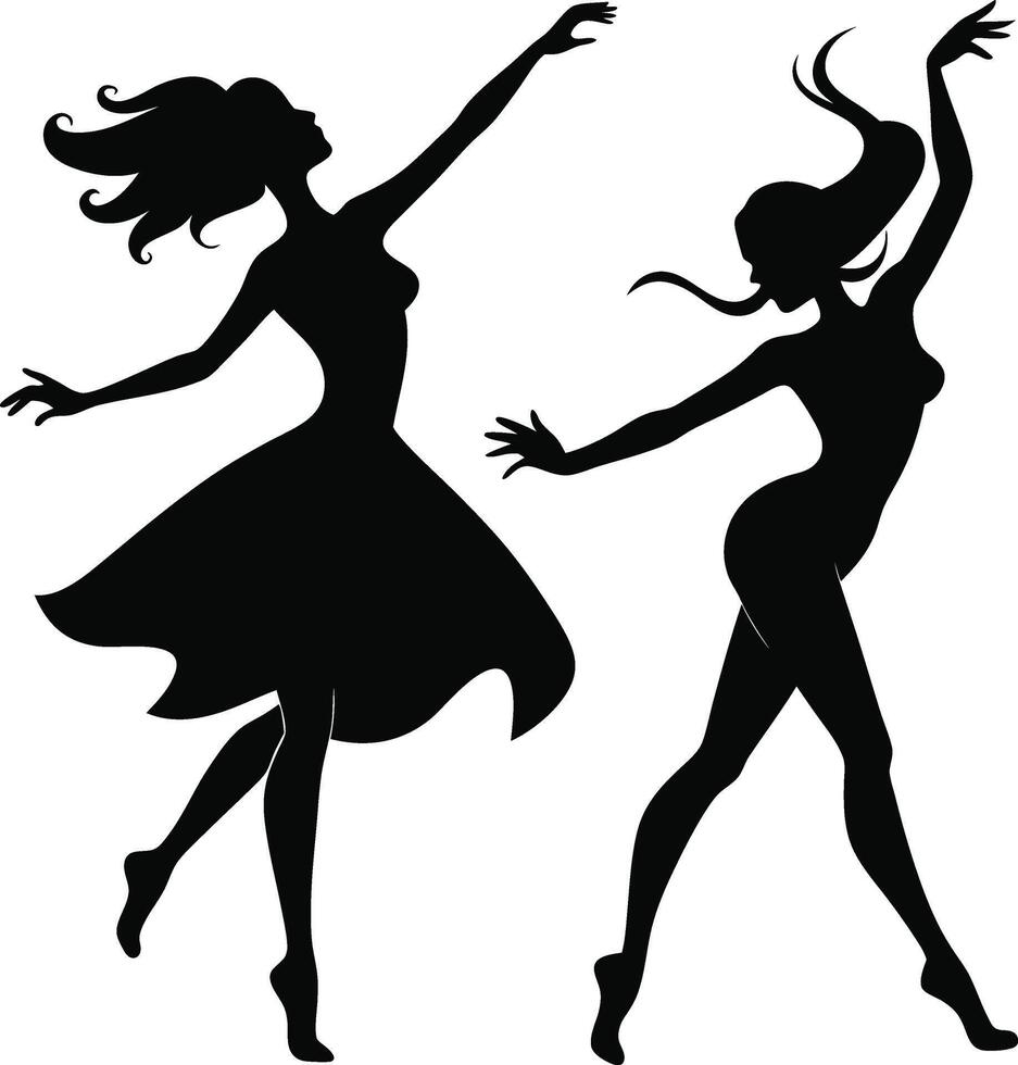 A cute dancing silhouette illustration looks nice vector