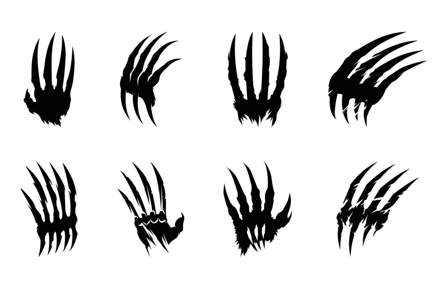 Wolverine Animal Claw Silhouette black Clipart bundle vector