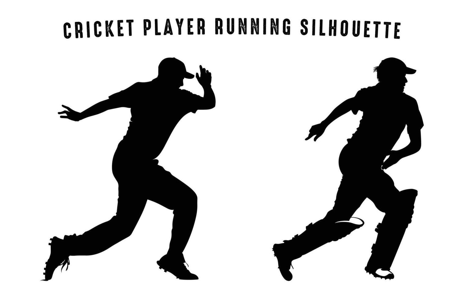 Cricket Player running Silhouette Clip Art vector
