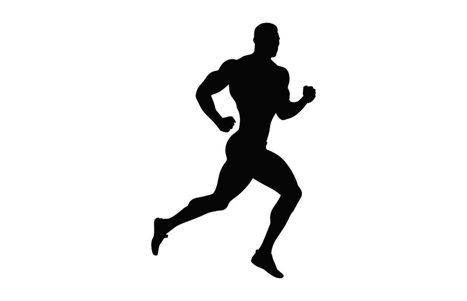 Muscle Man Running black Silhouette Clipart vector
