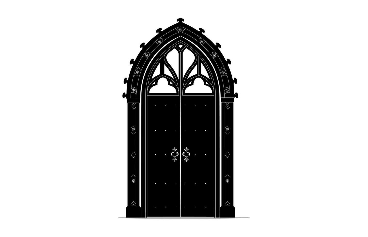 Gothic Door black Silhouette isolated on a white background vector