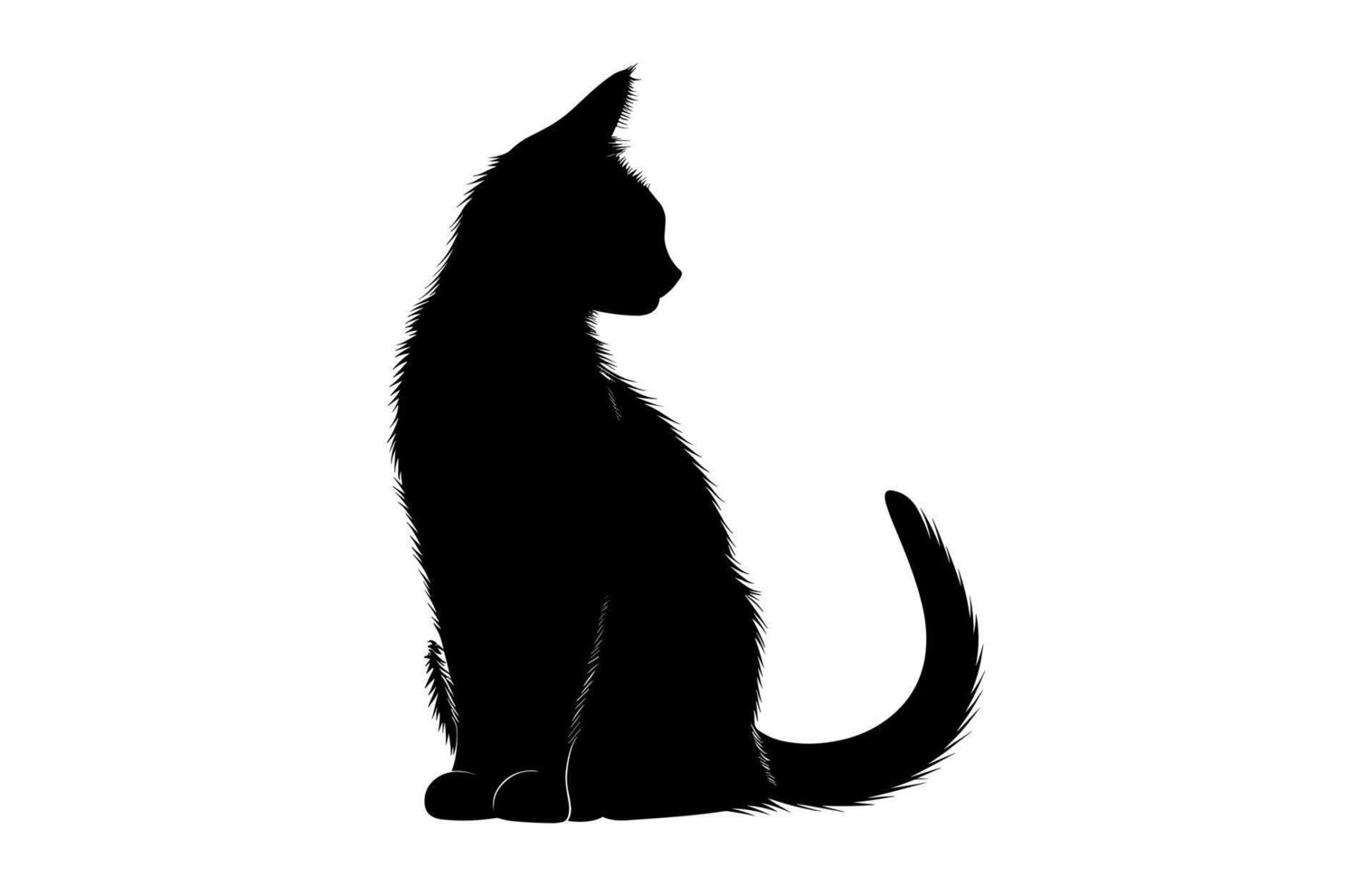 Playful Summer Cat black Silhouette isolated on a white background vector