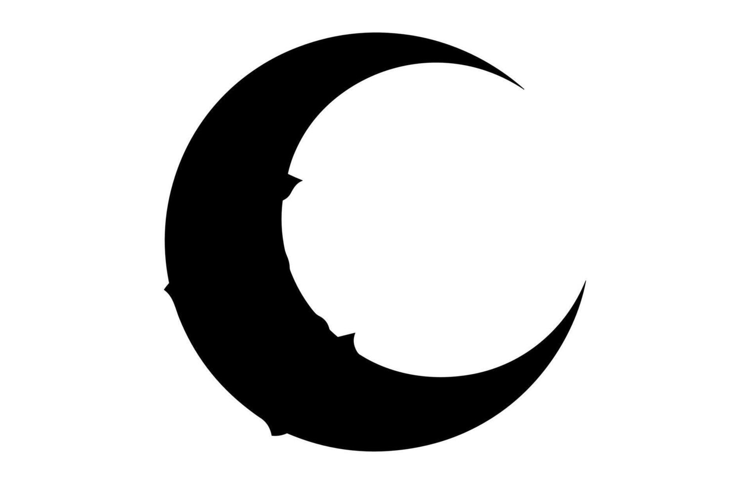 Crescent Moon Flower black Silhouette isolated on a white background vector
