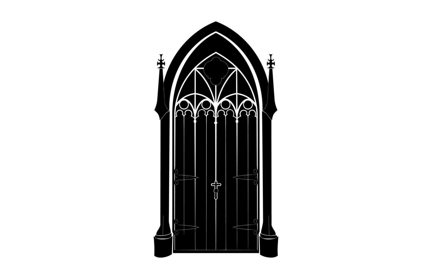 Gothic Door black Silhouette isolated on a white background vector