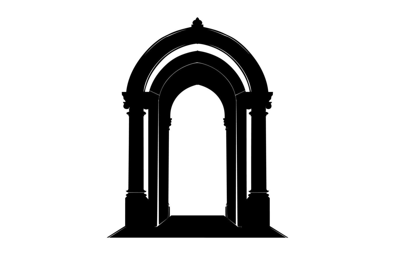 Vintage Gothic Door Silhouette Clipart isolated on a white background vector