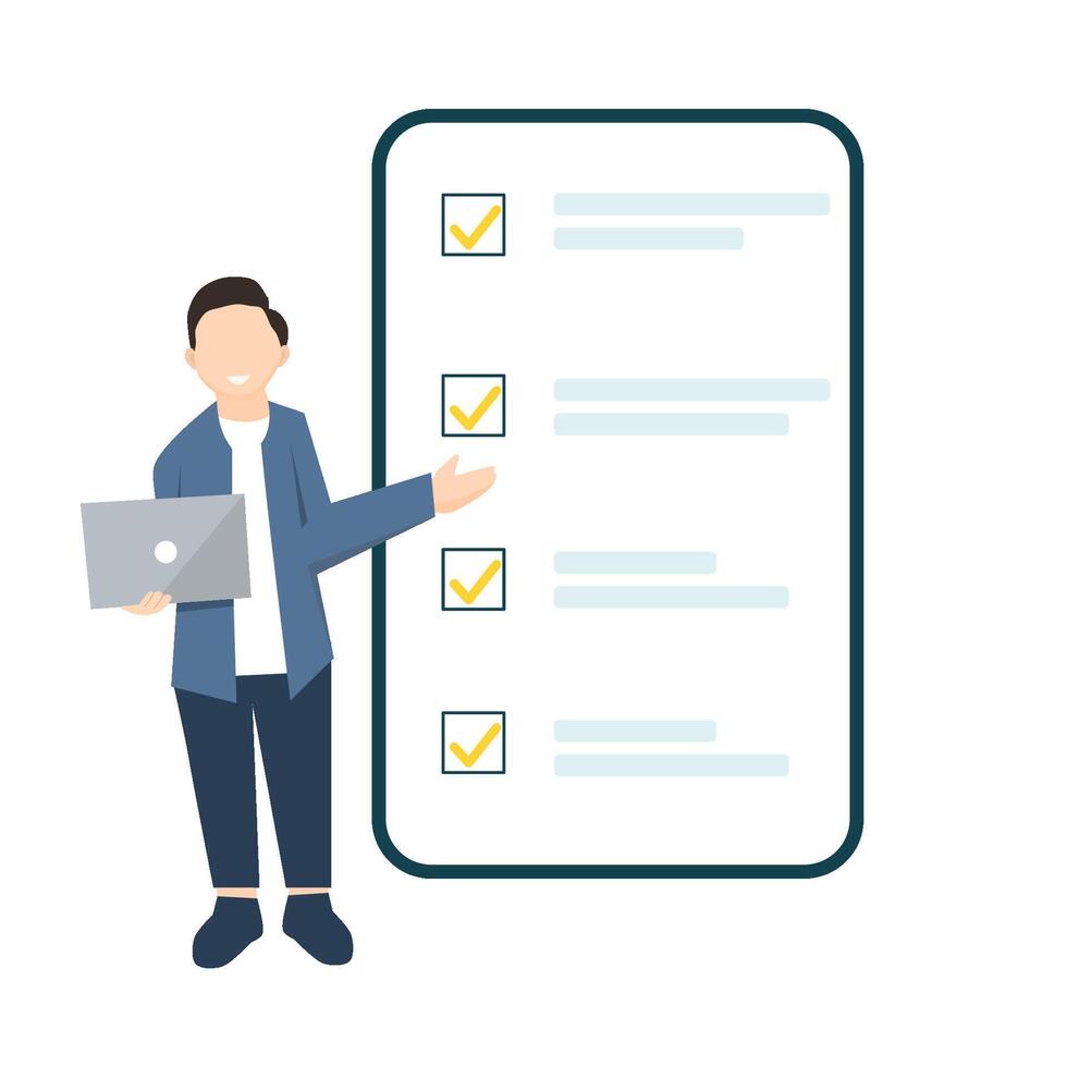 man presenting with a laptop vector